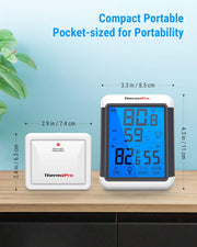 LABART TP65 Digital Wireless Hygrometer Temperature Humidity Monitor with Jumbo Touchscreen and Backlight